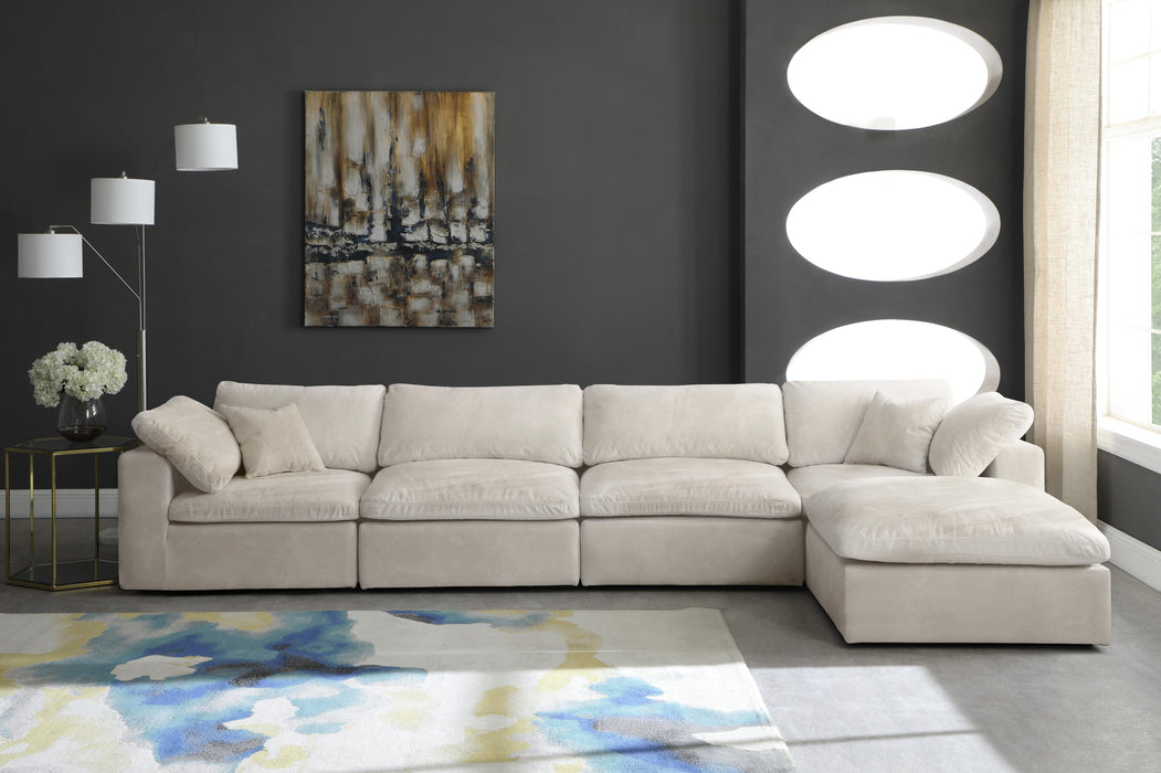 Cozy Cream Velvet Cloud Modular Sectional - Bargain Furniture (Detroit, MI)