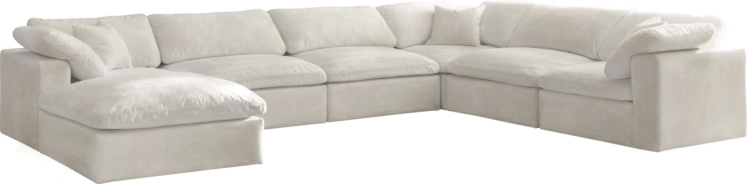 Cozy Cream Velvet Cloud Modular Sectional - Bargain Furniture (Detroit, MI)
