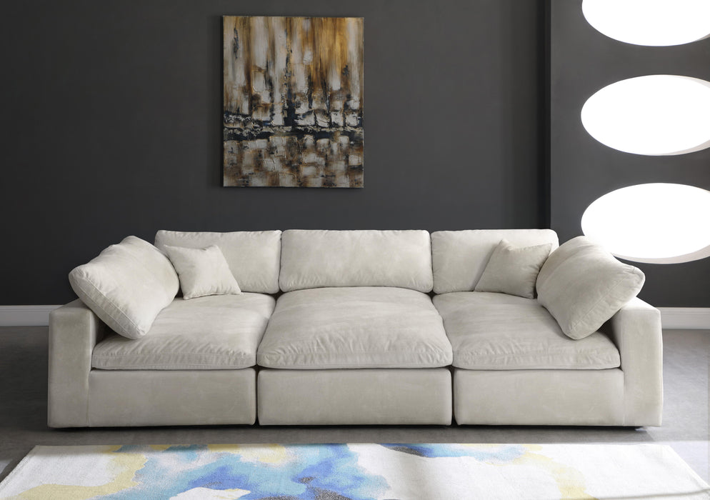 Cozy Cream Velvet Cloud Modular Sectional - Bargain Furniture (Detroit, MI)