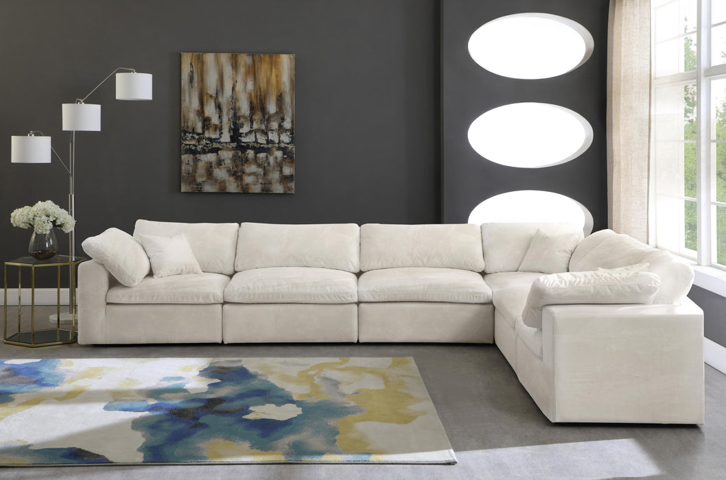 Cozy Cream Velvet Cloud Modular Sectional - Bargain Furniture (Detroit, MI)
