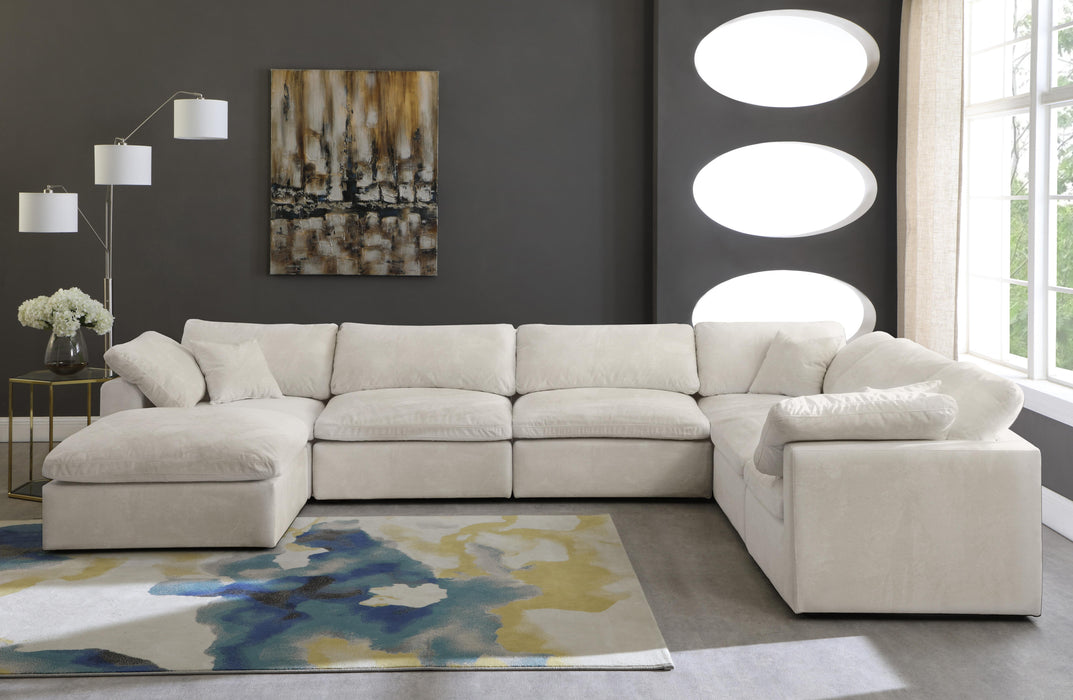 Cozy Cream Velvet Cloud Modular Sectional - Bargain Furniture (Detroit, MI)