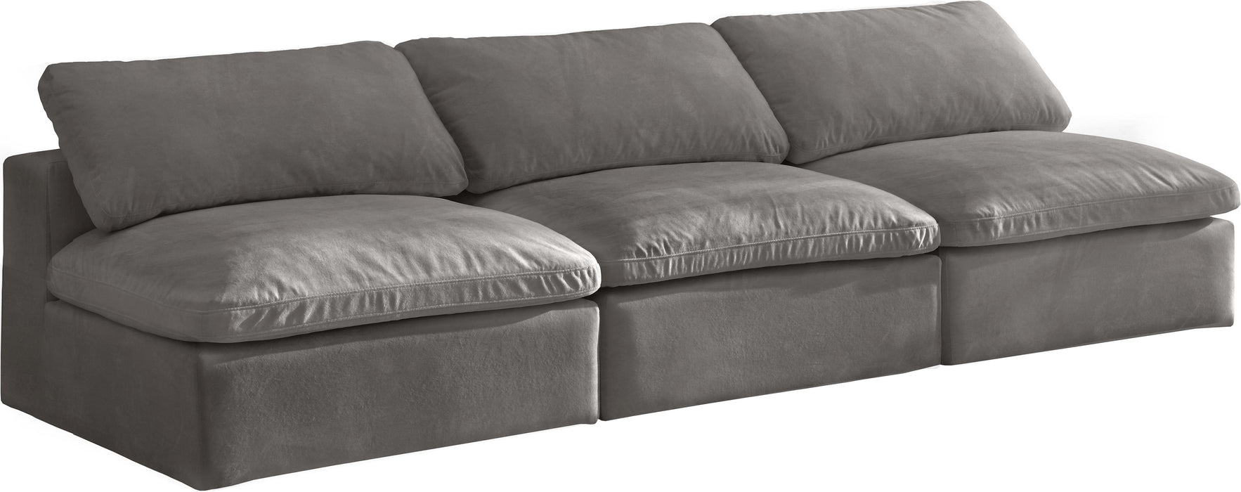 Cozy Grey Velvet Cloud Modular Armless Sofa - Bargain Furniture (Detroit, MI)
