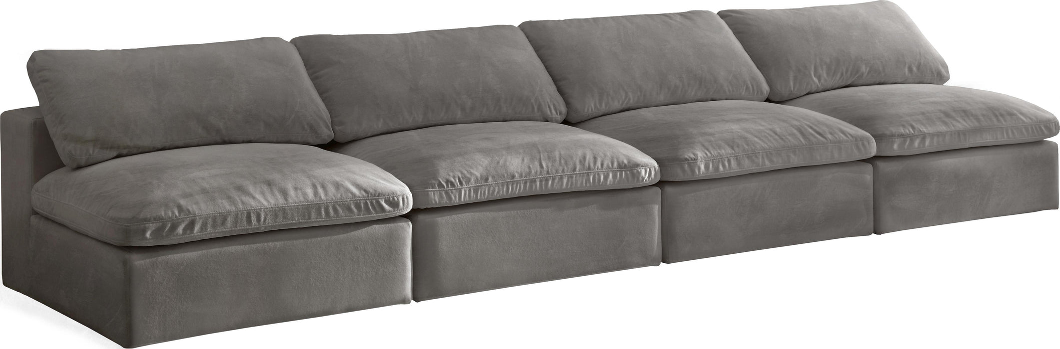 Cozy Grey Velvet Cloud Modular Armless Sofa - Bargain Furniture (Detroit, MI)