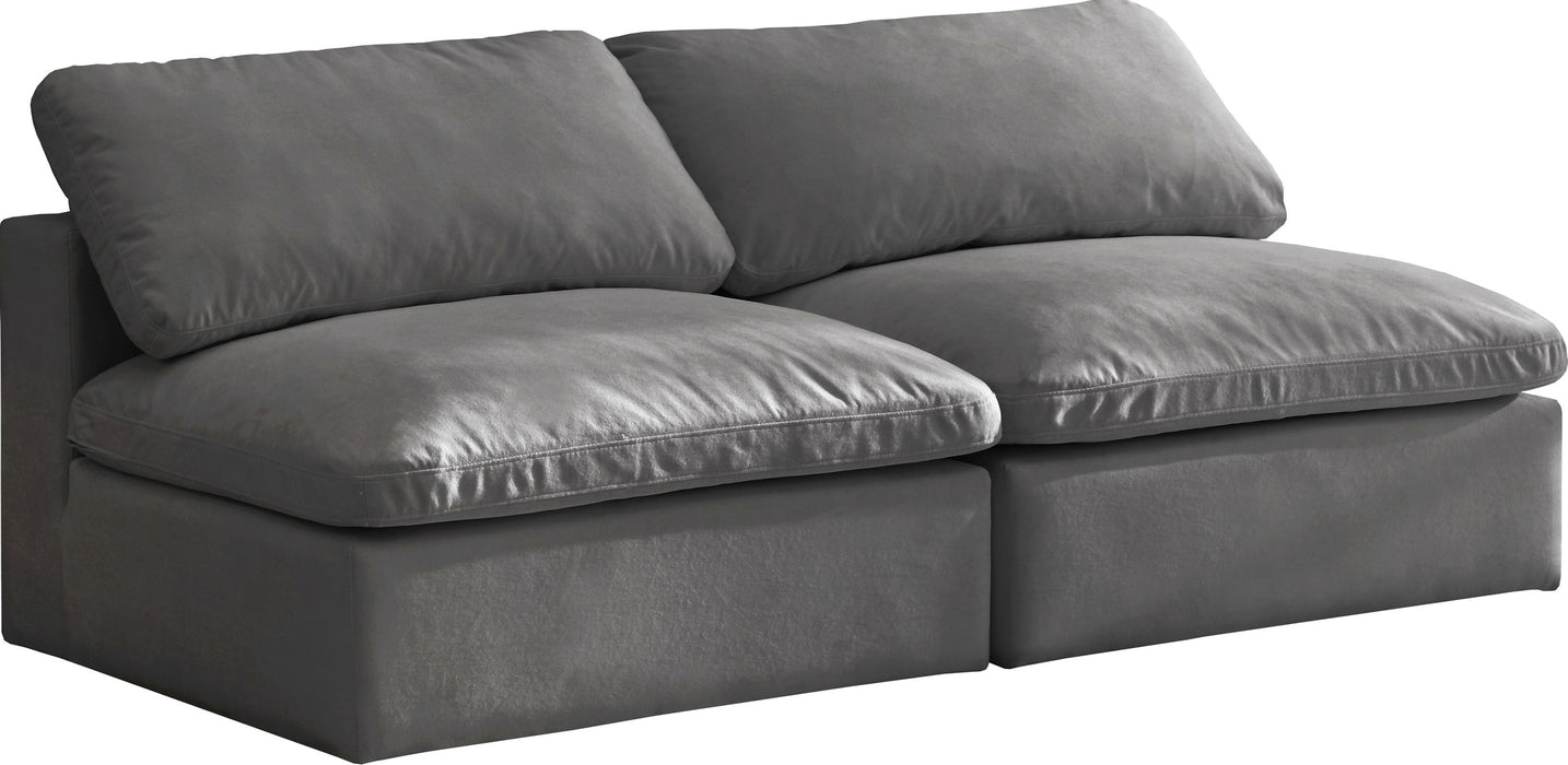 Cozy Grey Velvet Cloud Modular Armless Sofa - Bargain Furniture (Detroit, MI)