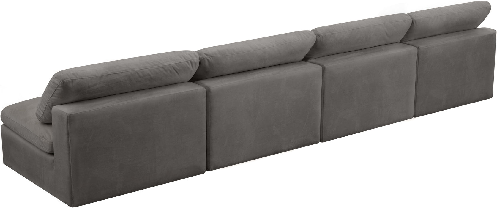 Cozy Grey Velvet Cloud Modular Armless Sofa - Bargain Furniture (Detroit, MI)