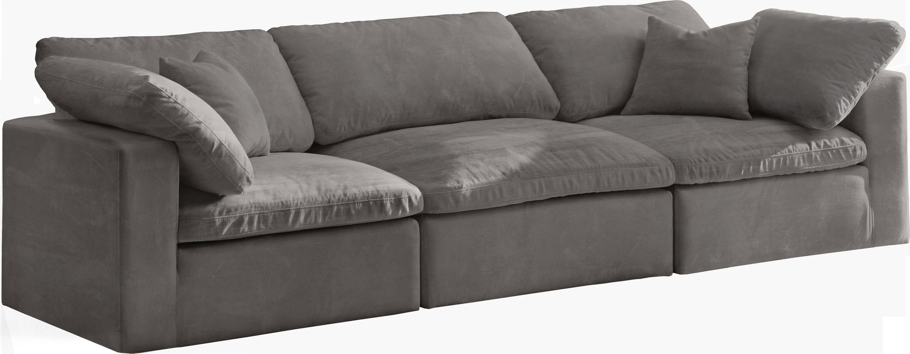 Cozy Grey Velvet Cloud Modular Sofa - Bargain Furniture (Detroit, MI)