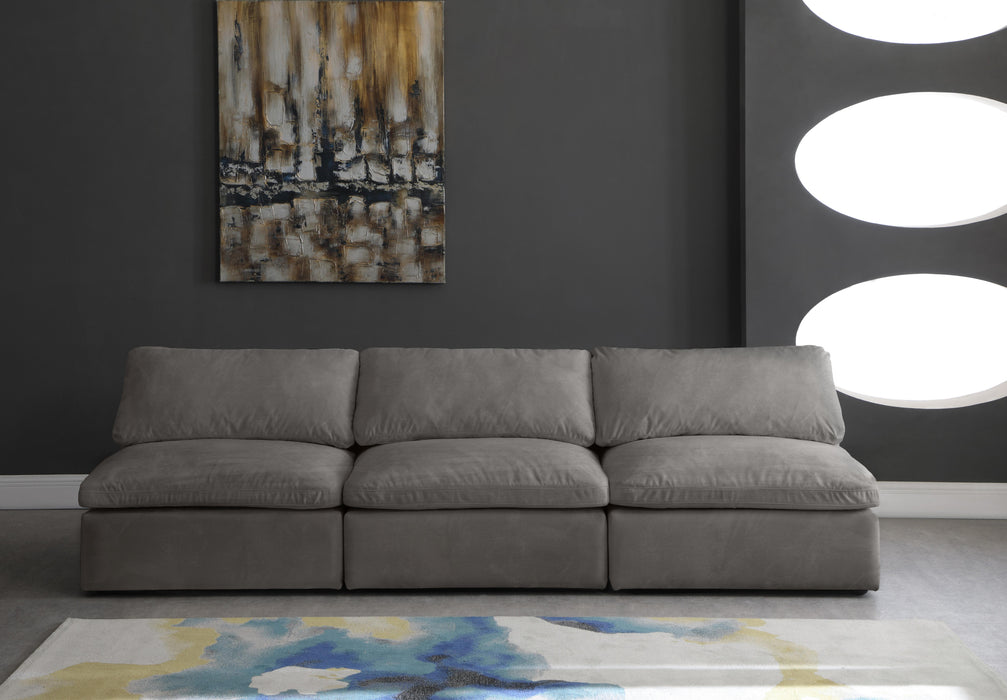 Cozy Grey Velvet Cloud Modular Armless Sofa - Bargain Furniture (Detroit, MI)