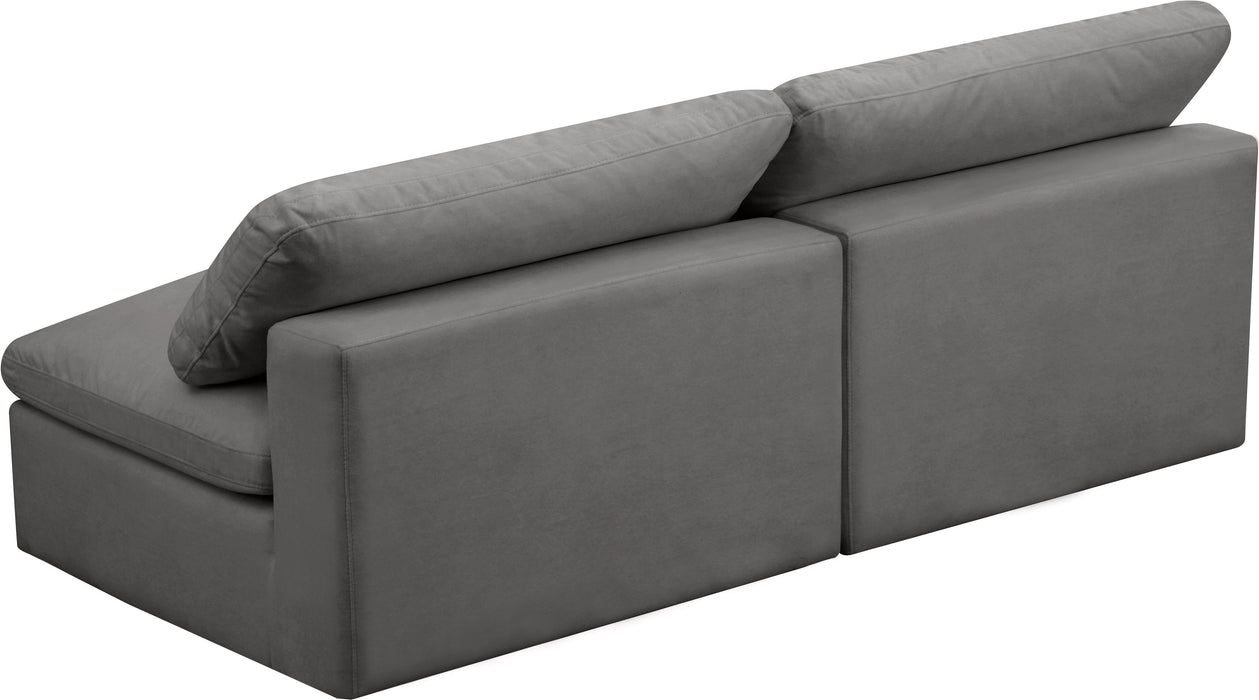 Cozy Grey Velvet Cloud Modular Armless Sofa - Bargain Furniture (Detroit, MI)