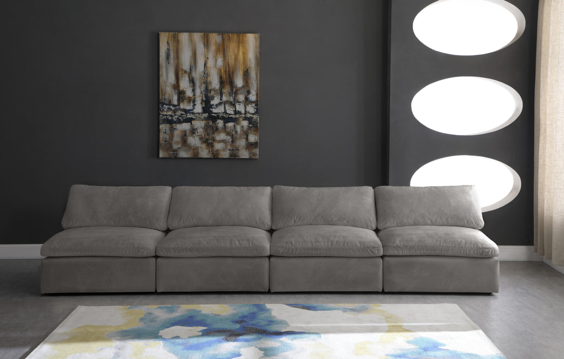 Cozy Grey Velvet Cloud Modular Armless Sofa - Bargain Furniture (Detroit, MI)