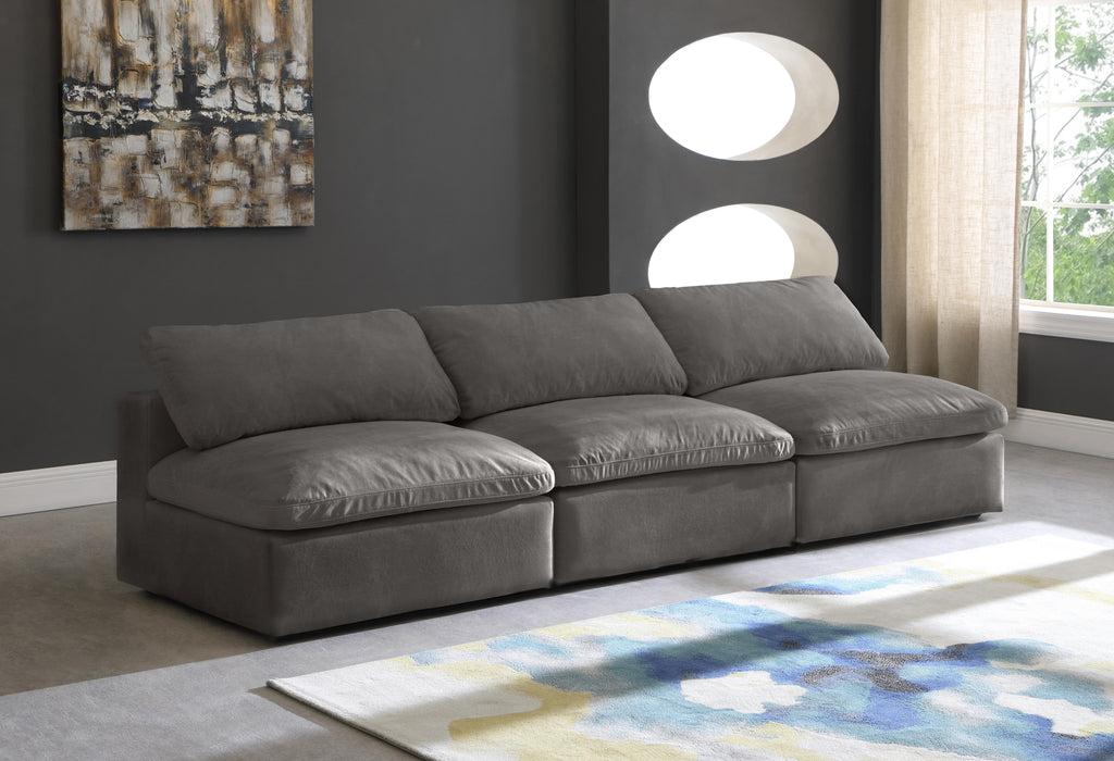 Cozy Grey Velvet Cloud Modular Armless Sofa - Bargain Furniture (Detroit, MI)