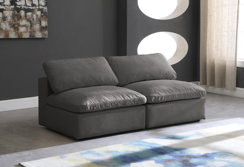 Cozy Grey Velvet Cloud Modular Armless Sofa - Bargain Furniture (Detroit, MI)