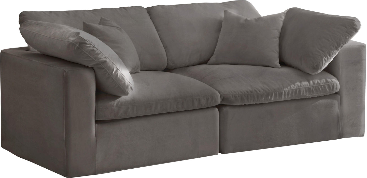 Cozy Grey Velvet Cloud Modular Sofa - Bargain Furniture (Detroit, MI)