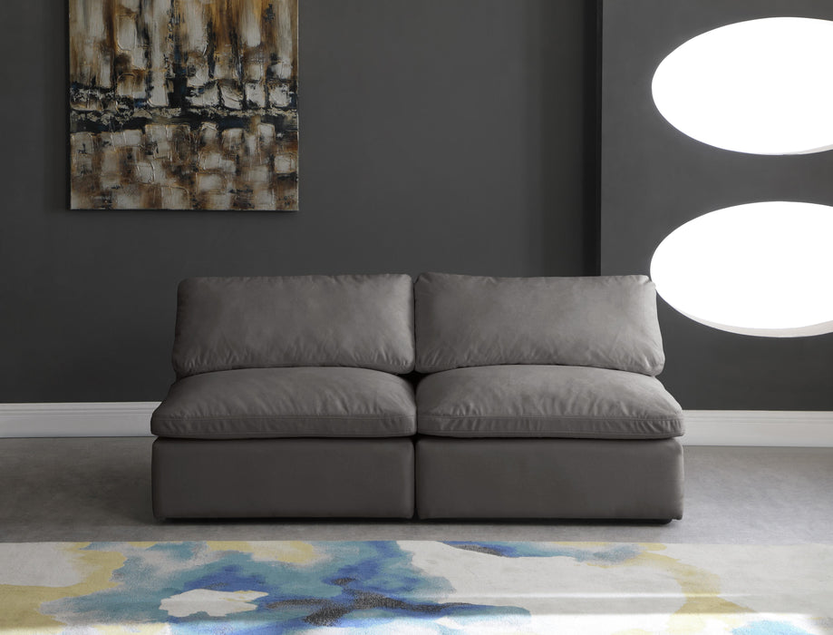Cozy Grey Velvet Cloud Modular Armless Sofa - Bargain Furniture (Detroit, MI)