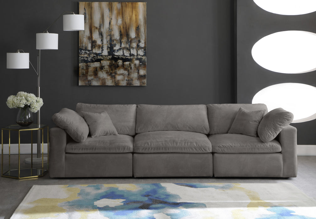 Cozy Grey Velvet Cloud Modular Sofa - Bargain Furniture (Detroit, MI)