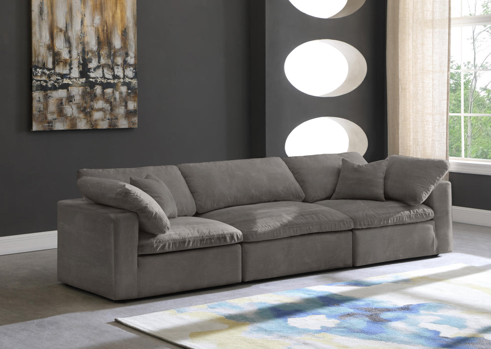 Cozy Grey Velvet Cloud Modular Sofa - Bargain Furniture (Detroit, MI)