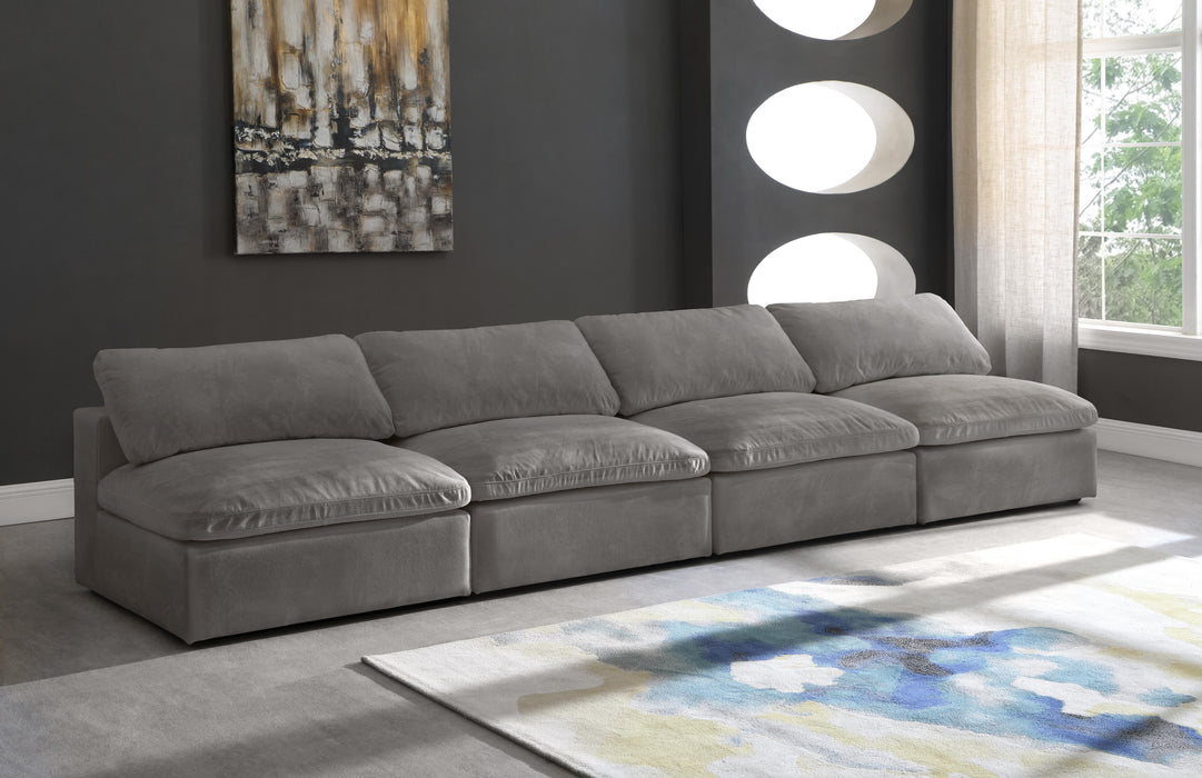 Cozy Grey Velvet Cloud Modular Armless Sofa - Bargain Furniture (Detroit, MI)
