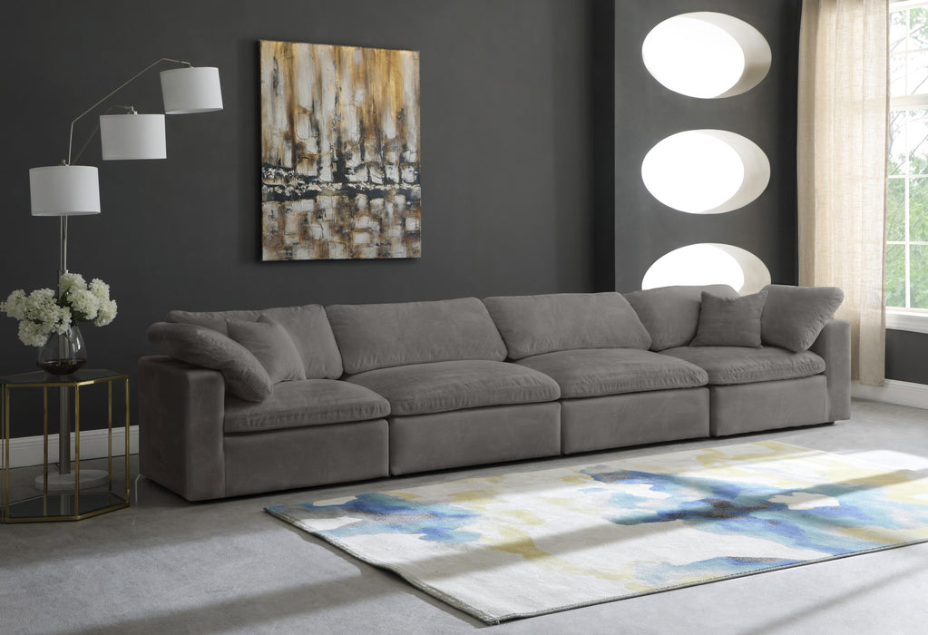 Cozy Grey Velvet Cloud Modular Sofa - Bargain Furniture (Detroit, MI)