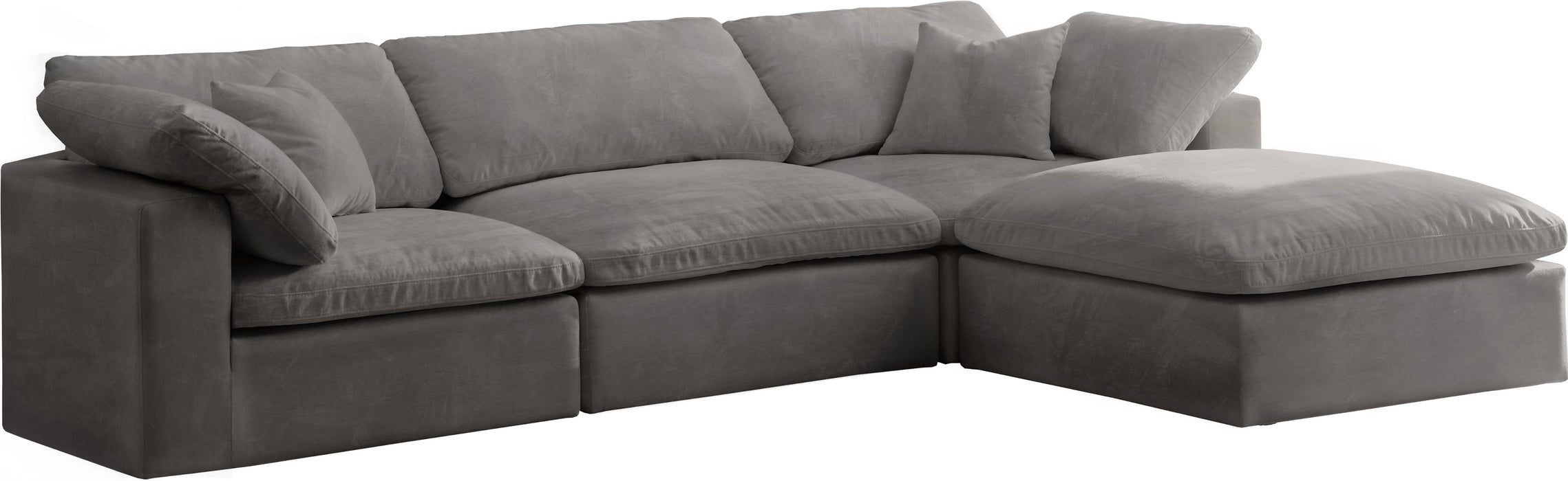 Cozy Grey Velvet Cloud Modular Sectional - Bargain Furniture (Detroit, MI)