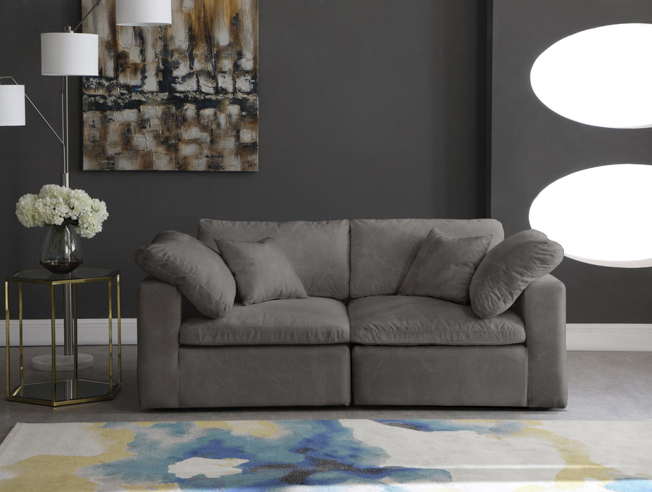 Cozy Grey Velvet Cloud Modular Sofa - Bargain Furniture (Detroit, MI)