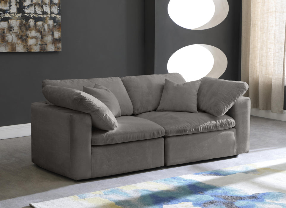 Cozy Grey Velvet Cloud Modular Sofa - Bargain Furniture (Detroit, MI)