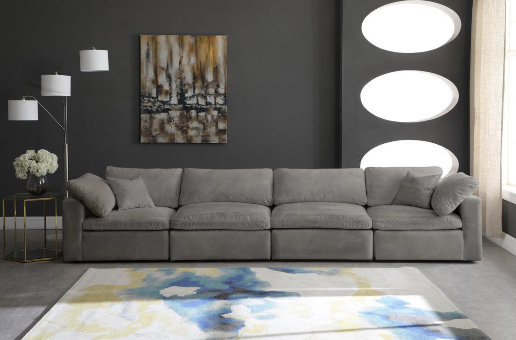 Cozy Grey Velvet Cloud Modular Sofa - Bargain Furniture (Detroit, MI)
