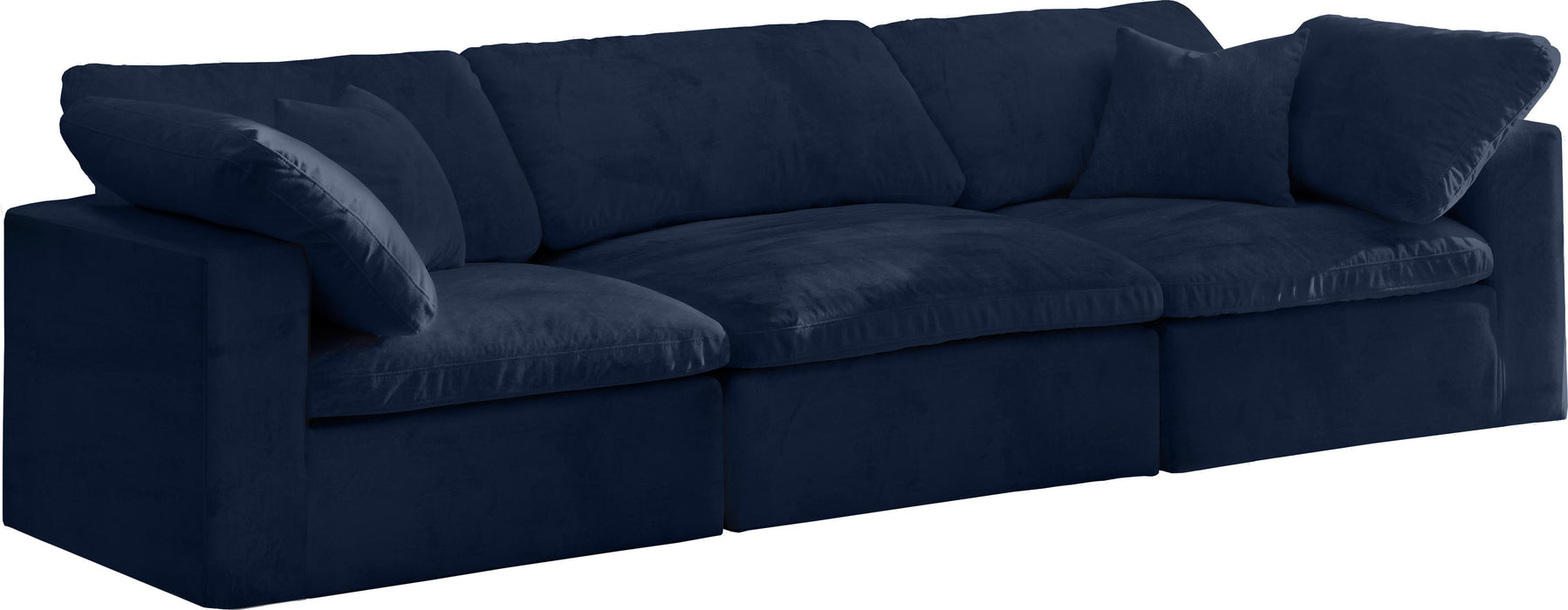Cozy Navy Velvet Cloud Modular Sofa - Bargain Furniture (Detroit, MI)