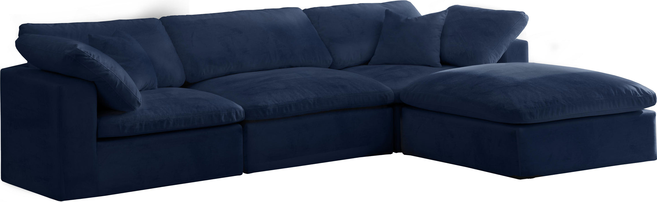 Cozy Navy Velvet Cloud Modular Sectional - Bargain Furniture (Detroit, MI)