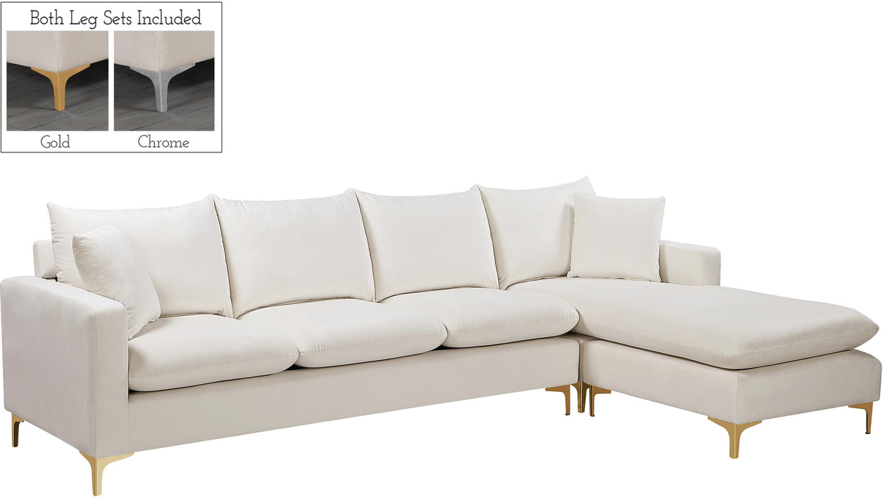 Naomi Cream Velvet 2pc. Reversible Sectional - Bargain Furniture (Detroit, MI)