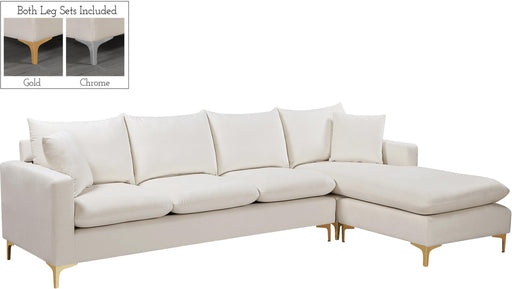 Naomi Cream Velvet 2pc. Reversible Sectional - Bargain Furniture (Detroit, MI)