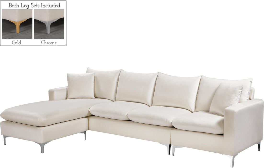 Naomi Cream Velvet 2pc. Reversible Sectional - Bargain Furniture (Detroit, MI)
