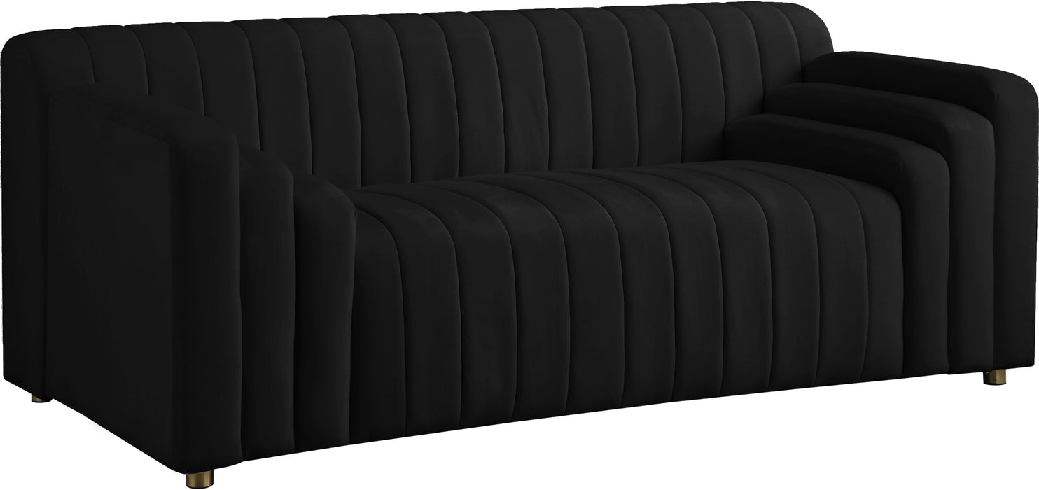 Naya Black Velvet Loveseat - Bargain Furniture (Detroit, MI)