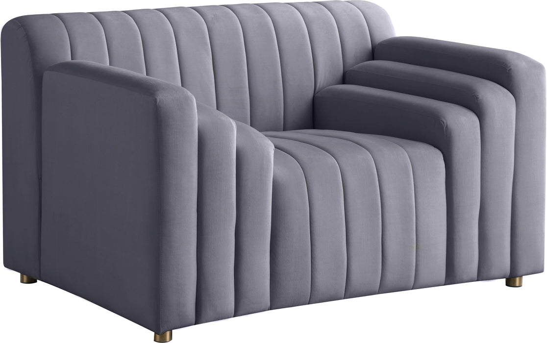 Naya Grey Velvet Chair - Bargain Furniture (Detroit, MI)