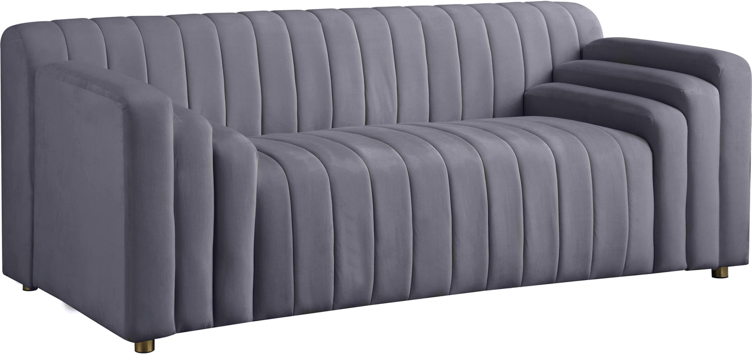 Naya Grey Velvet Loveseat - Bargain Furniture (Detroit, MI)