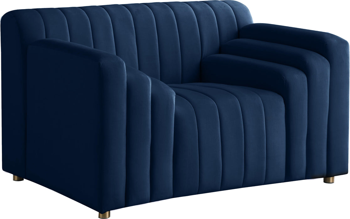 Naya Navy Velvet Chair - Bargain Furniture (Detroit, MI)