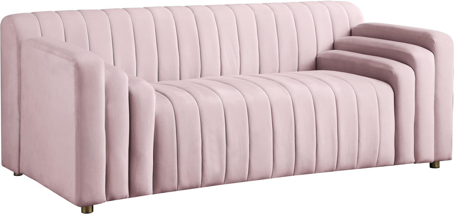Naya Pink Velvet Loveseat - Bargain Furniture (Detroit, MI)