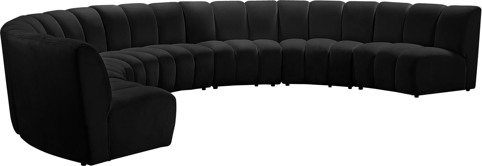 Infinity Black Velvet 7pc. Modular Sectional - Bargain Furniture (Detroit, MI)
