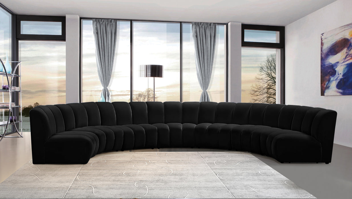 Infinity Black Velvet 7pc. Modular Sectional - Bargain Furniture (Detroit, MI)
