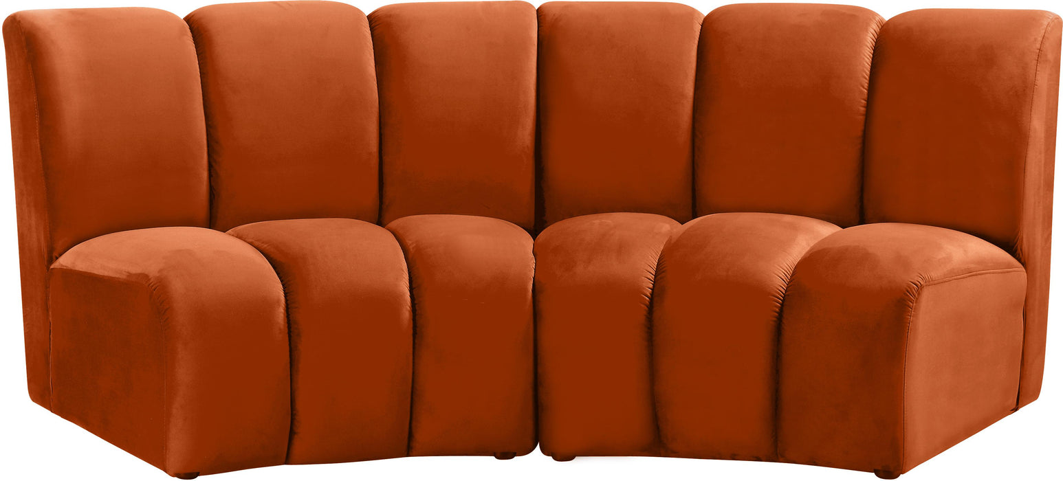 Infinity Cognac Velvet 2pc. Modular Sectional - Bargain Furniture (Detroit, MI)