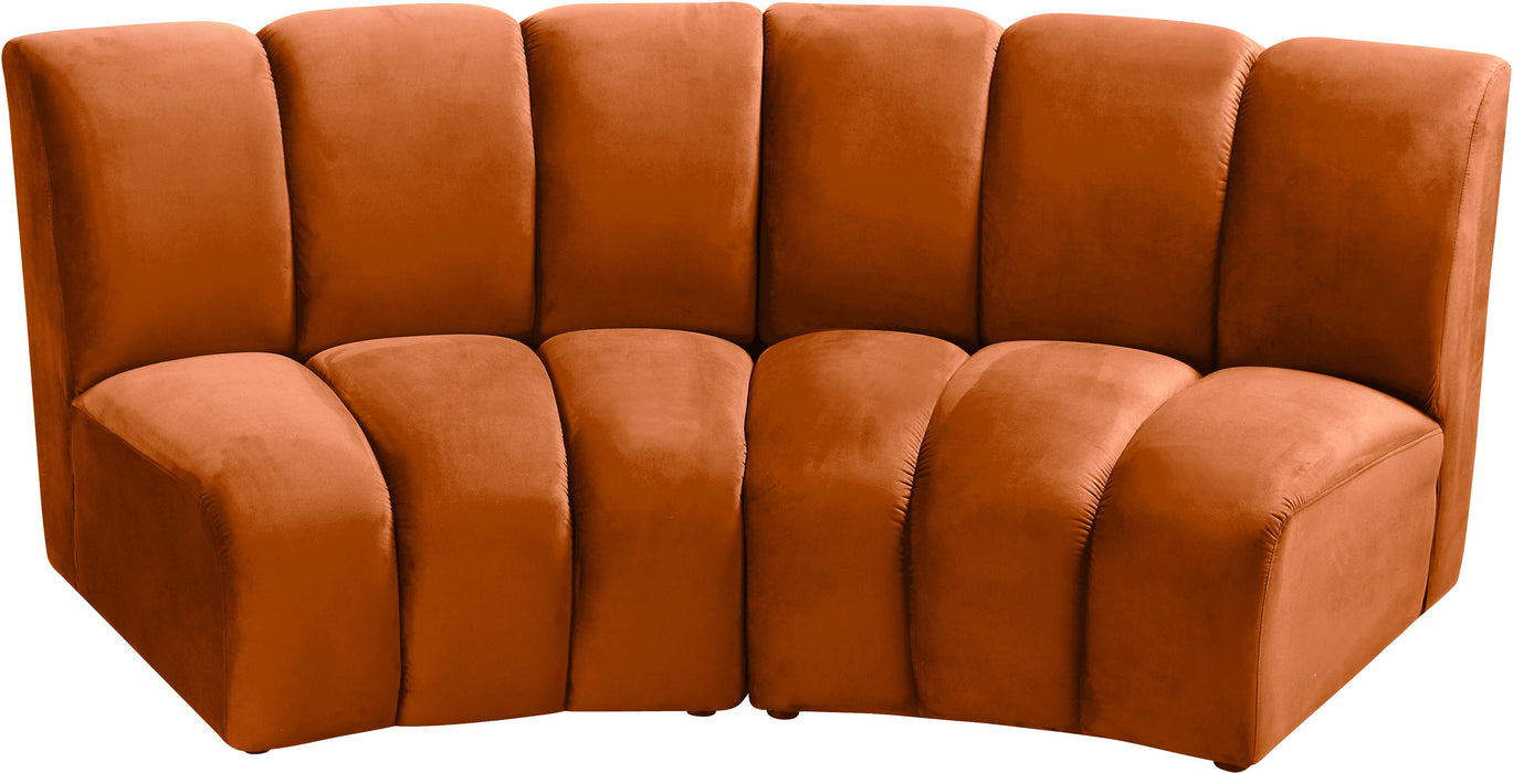 Infinity Cognac Velvet 2pc. Modular Sectional - Bargain Furniture (Detroit, MI)