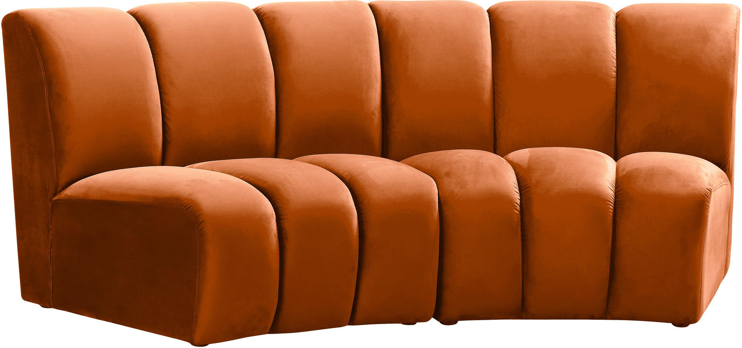 Infinity Cognac Velvet 2pc. Modular Sectional - Bargain Furniture (Detroit, MI)