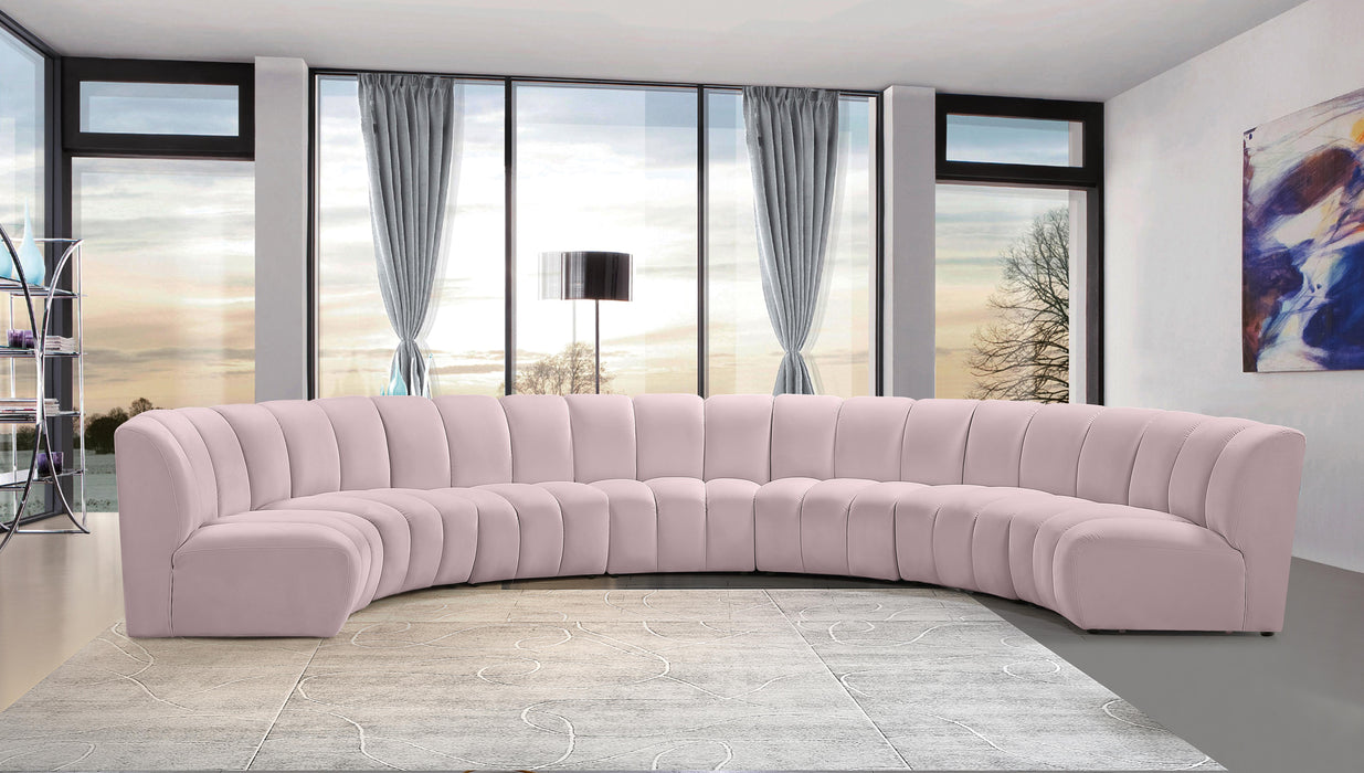 Infinity Pink Velvet 7pc. Modular Sectional - Bargain Furniture (Detroit, MI)
