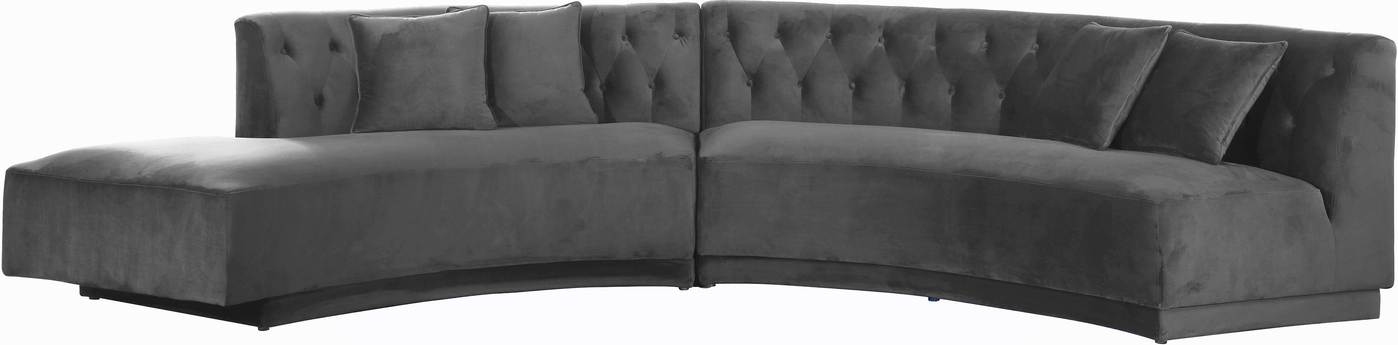 Kenzi Grey Velvet 2pc. Sectional - Bargain Furniture (Detroit, MI)