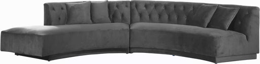 Kenzi Grey Velvet 2pc. Sectional - Bargain Furniture (Detroit, MI)