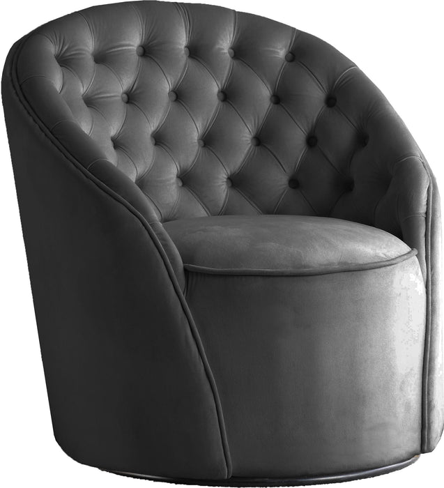 Alessio Grey Velvet Accent Chair - Bargain Furniture (Detroit, MI)