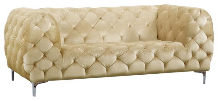 Mercer Beige Velvet Loveseat - Bargain Furniture (Detroit, MI)