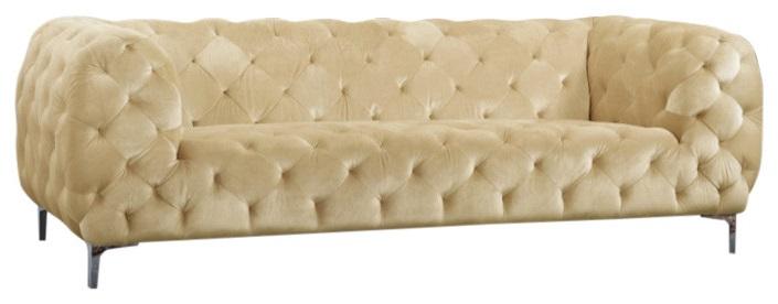 Mercer Beige Velvet Sofa - Bargain Furniture (Detroit, MI)