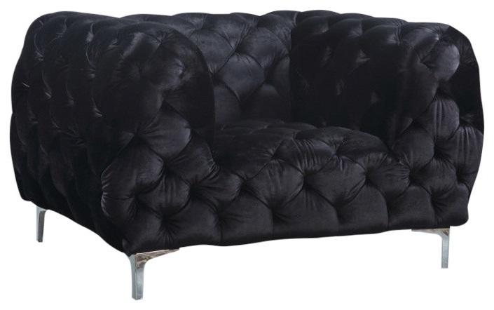 Mercer Black Velvet Chair - Bargain Furniture (Detroit, MI)
