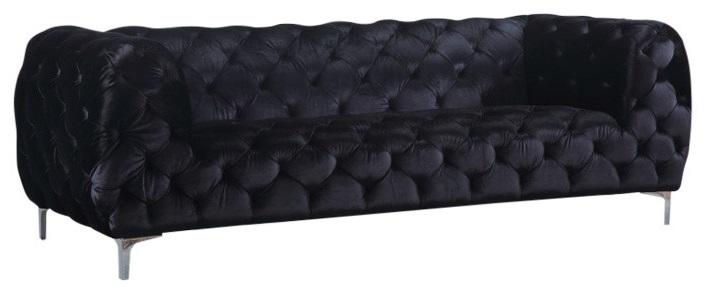 Mercer Black Velvet Sofa - Bargain Furniture (Detroit, MI)