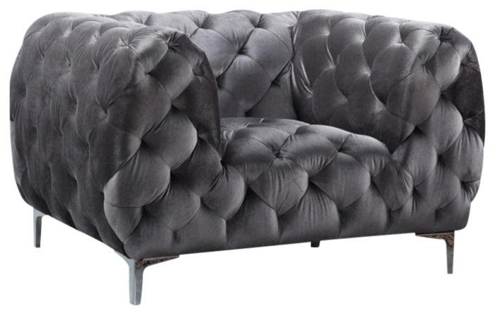 Mercer Grey Velvet Chair - Bargain Furniture (Detroit, MI)