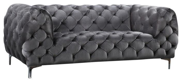 Mercer Grey Velvet Loveseat - Bargain Furniture (Detroit, MI)
